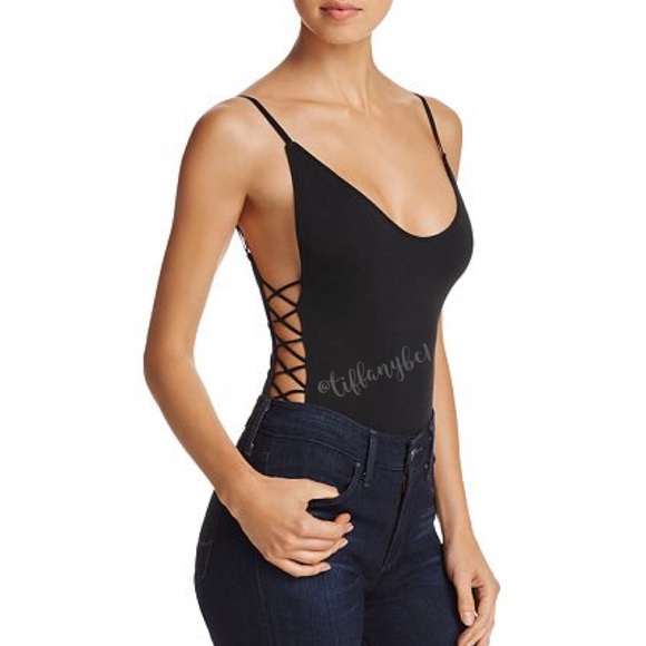 Sam Edelman Jet Black Strappy Side Thong Bodysuit - Picture 3 of 16